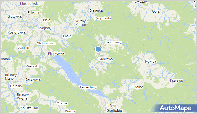 mapa Kunkowa, Kunkowa na mapie Targeo